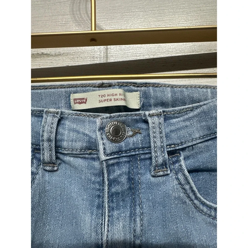 Levi's 720 High Rise Super Skinny Jeans Girls 12 Light Blue Denim EUC